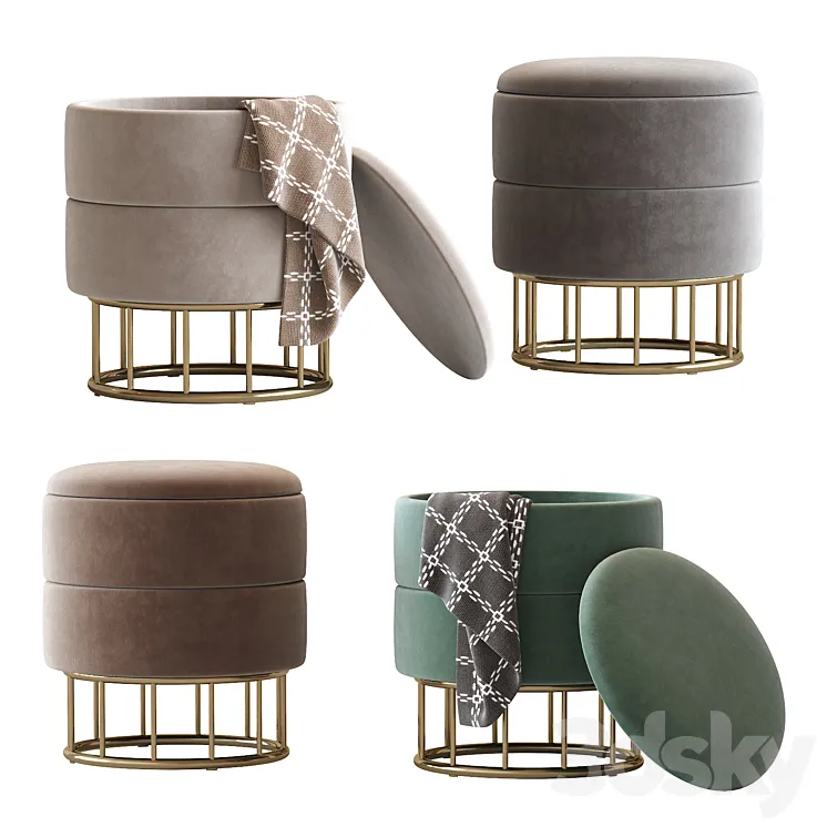 Pouf halmar minty 3D Model Free