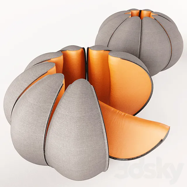 pouf in the form of mandarin 3D Model