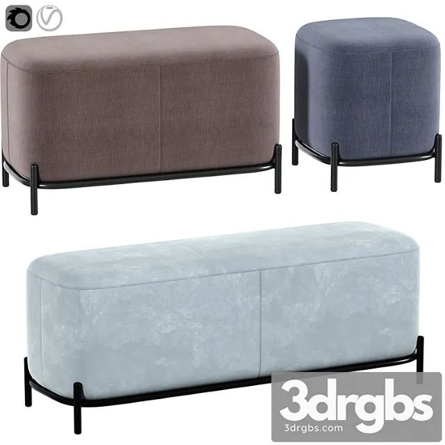 Pouf pawai set 2 3D Model Free