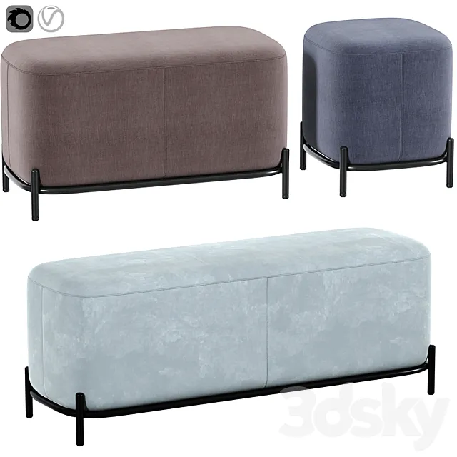 Pouf pawai set 3D Model