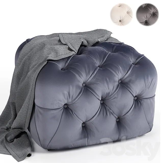 Pouf Pitted-Design Square Stool 3D Model