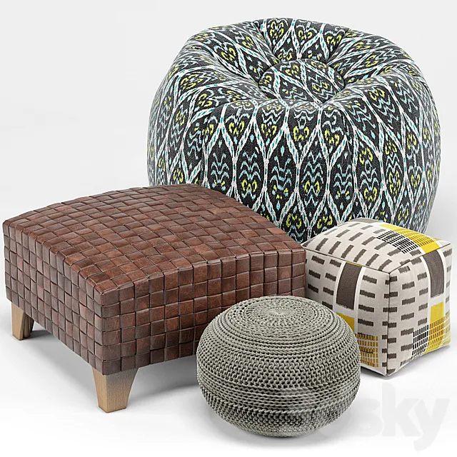Pouf Set 2 3D Model