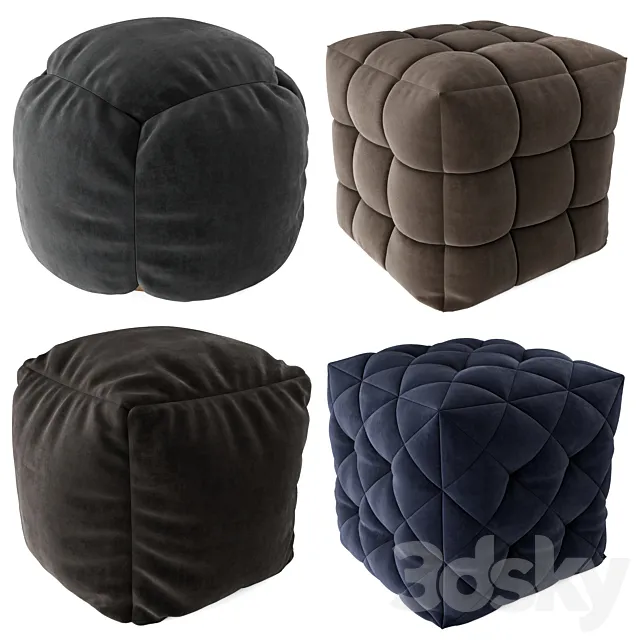 Pouf set | Set of four poufs 3D Model
