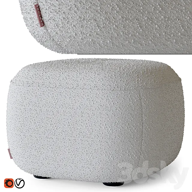 Pouffe Dantone Home Atwood bouclé 3D Model