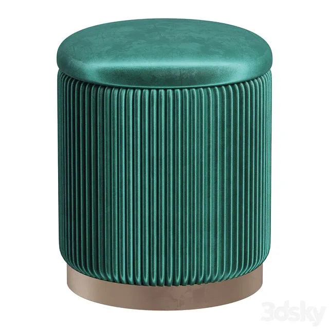 Pouffe with Drawer Beatrice Glossy Velor in 4 Colors 3D Model