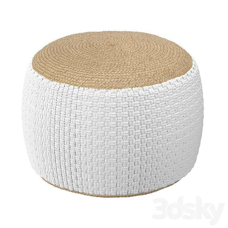 Pouffe woven from jute and cotton Knot 3D Model Free