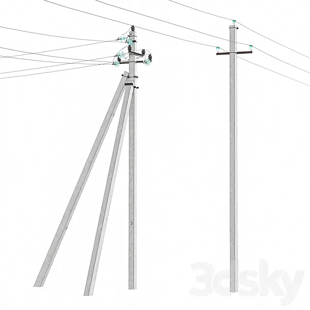 Power line post 3D Model