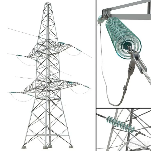 Power line tower 3D Model