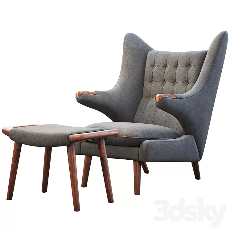 PP19 Papa Bear chair and ottoman 3D Model