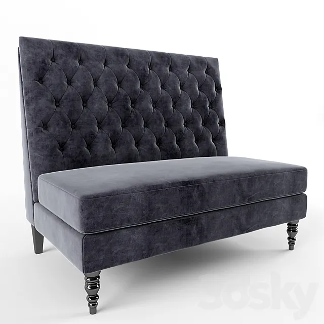 Pri Tucra Velvet Skylark Upholstered Banquette 3D Model