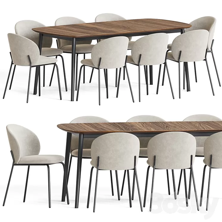 Princeton Chair Kingston Table Dining Set 3D Model