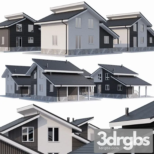 Private two-storey cottage 3D Model Download