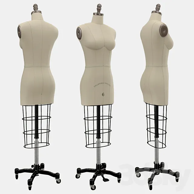 Professional Dress Form With Collapsible Shoulders Size 6 3D Model