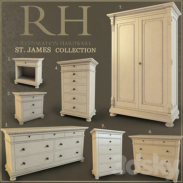 "PROFI" Collection nightstands ST.James 3D Model