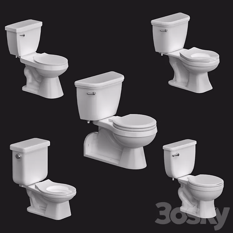 Proflo Toilet bowl and flash tank 3D Model Free