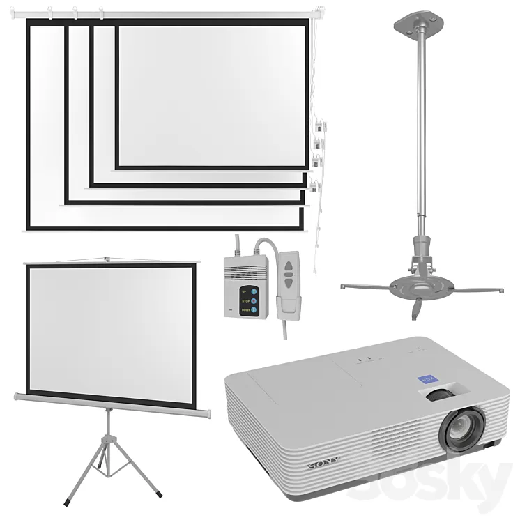 Projector Sony VPL DX221 with Screen Set 3D Model