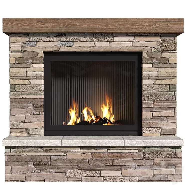 Provence style fireplace.Fireplace in Country style.Decorative stone wall 3D Model Free