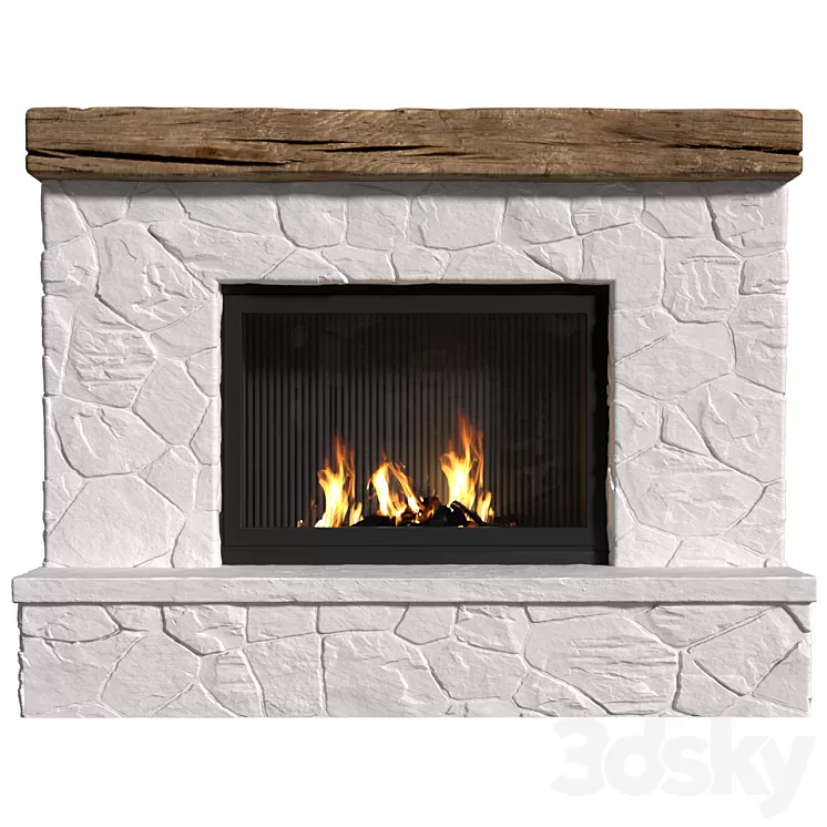 Provence style fireplace.Rock Fireplace in Country style.Rustic Farmhouse fireplace 3D Model Free