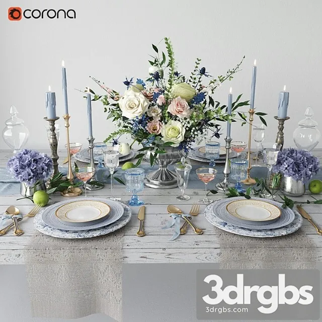 Provence style table setting 3D Model Free