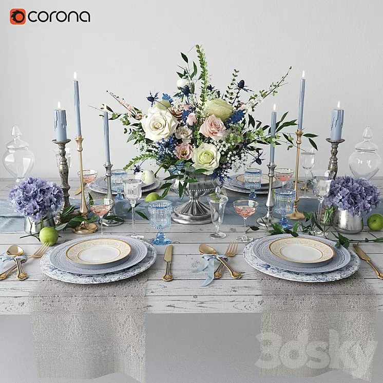 Provence style table setting 3D Model