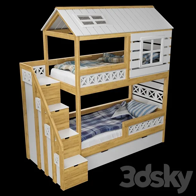 Provence Twin Bunk Bed 3D Model