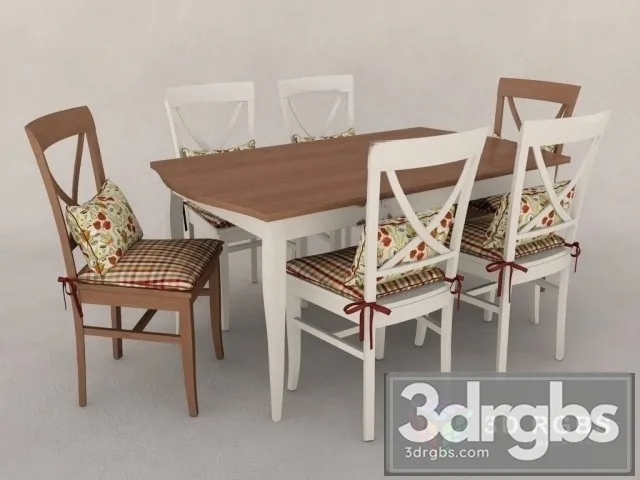 Provence White Table and Chair 3D Model Free