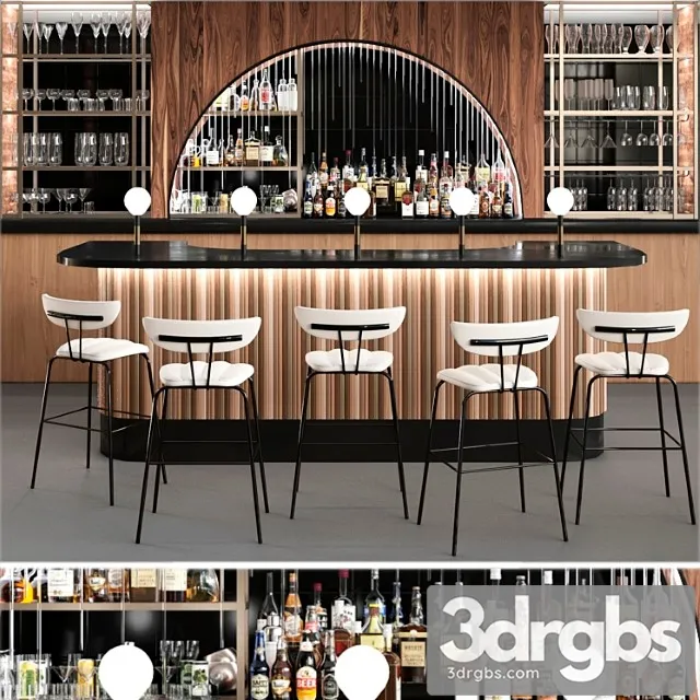 Pub in classic style with a collection of strong alcohol. alcohol 3D Model Download