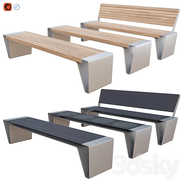 Public bench RADIUM 2 3D Model