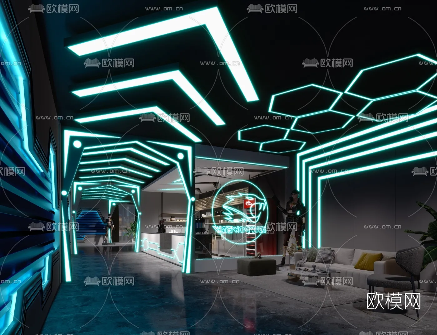 PUBLIC COMMERCE SPACE - 3D Model For Interior Design - 10815