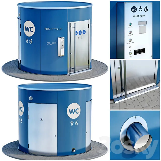 Public toilet round. Dry closet. Street toilet 3D Model