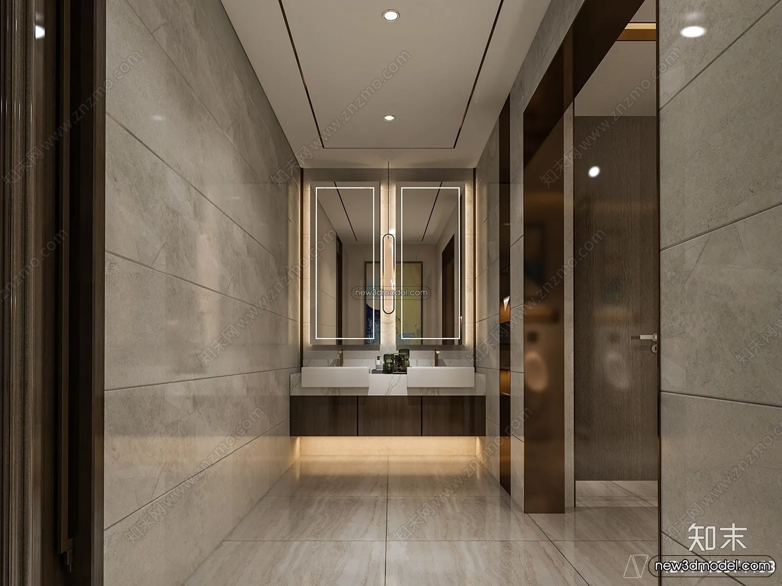 Public Toilet - WC - 3D Interior Scene - 3D Models - 001