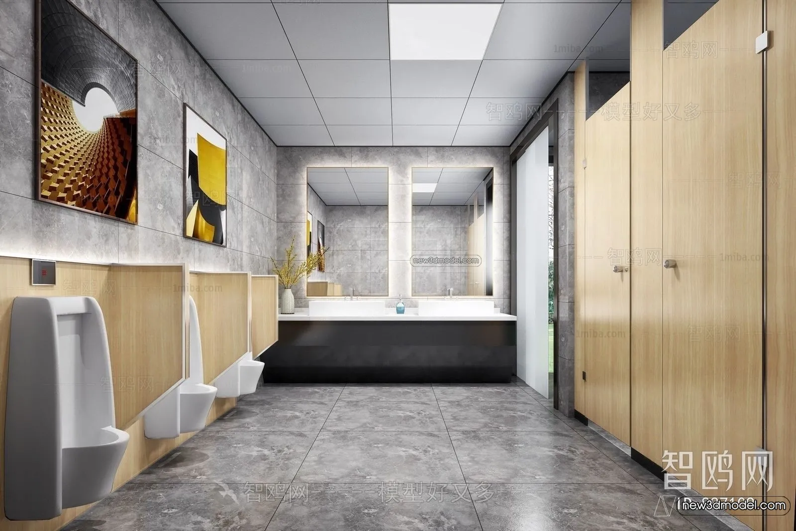 Public Toilet - WC - 3D Interior Scene - 3D Models - 004