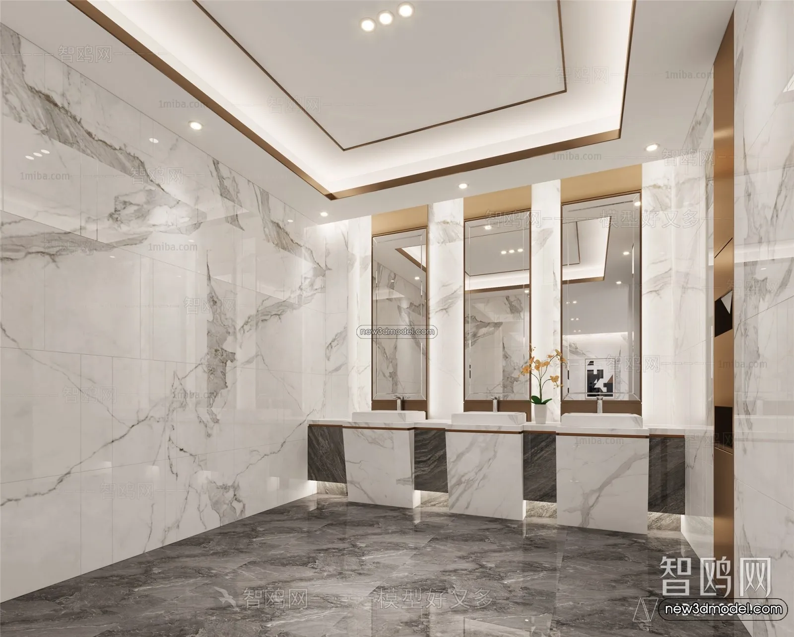 Public Toilet - WC - 3D Interior Scene - 3D Models - 005