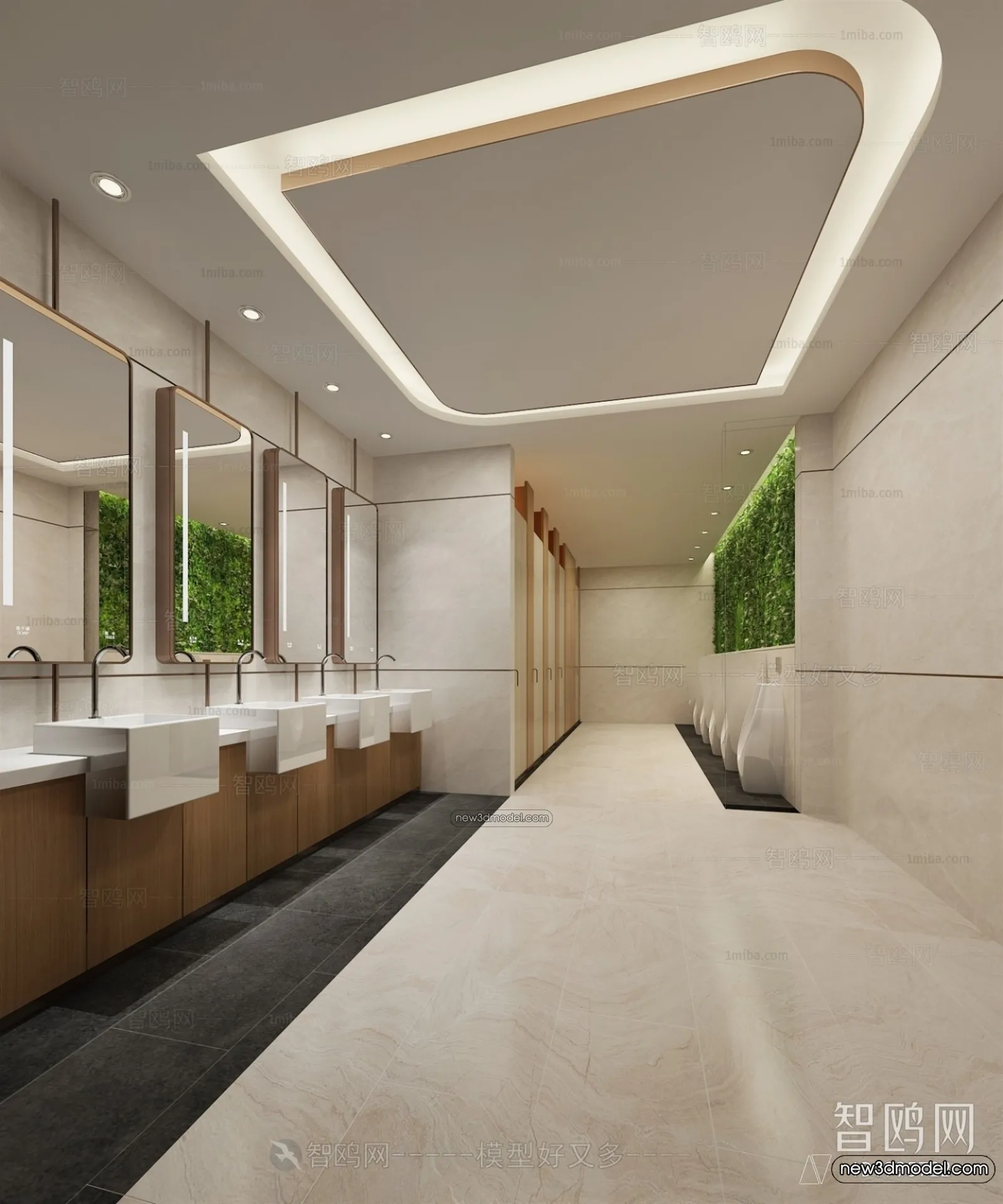 Public Toilet - WC - 3D Interior Scene - 3D Models - 006