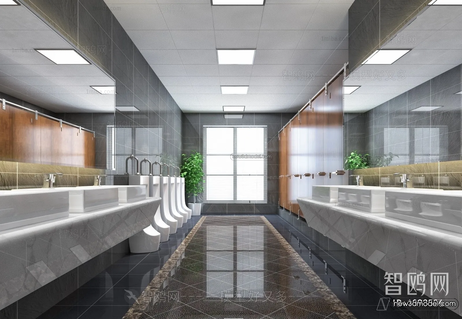 Public Toilet - WC - 3D Interior Scene - 3D Models - 007