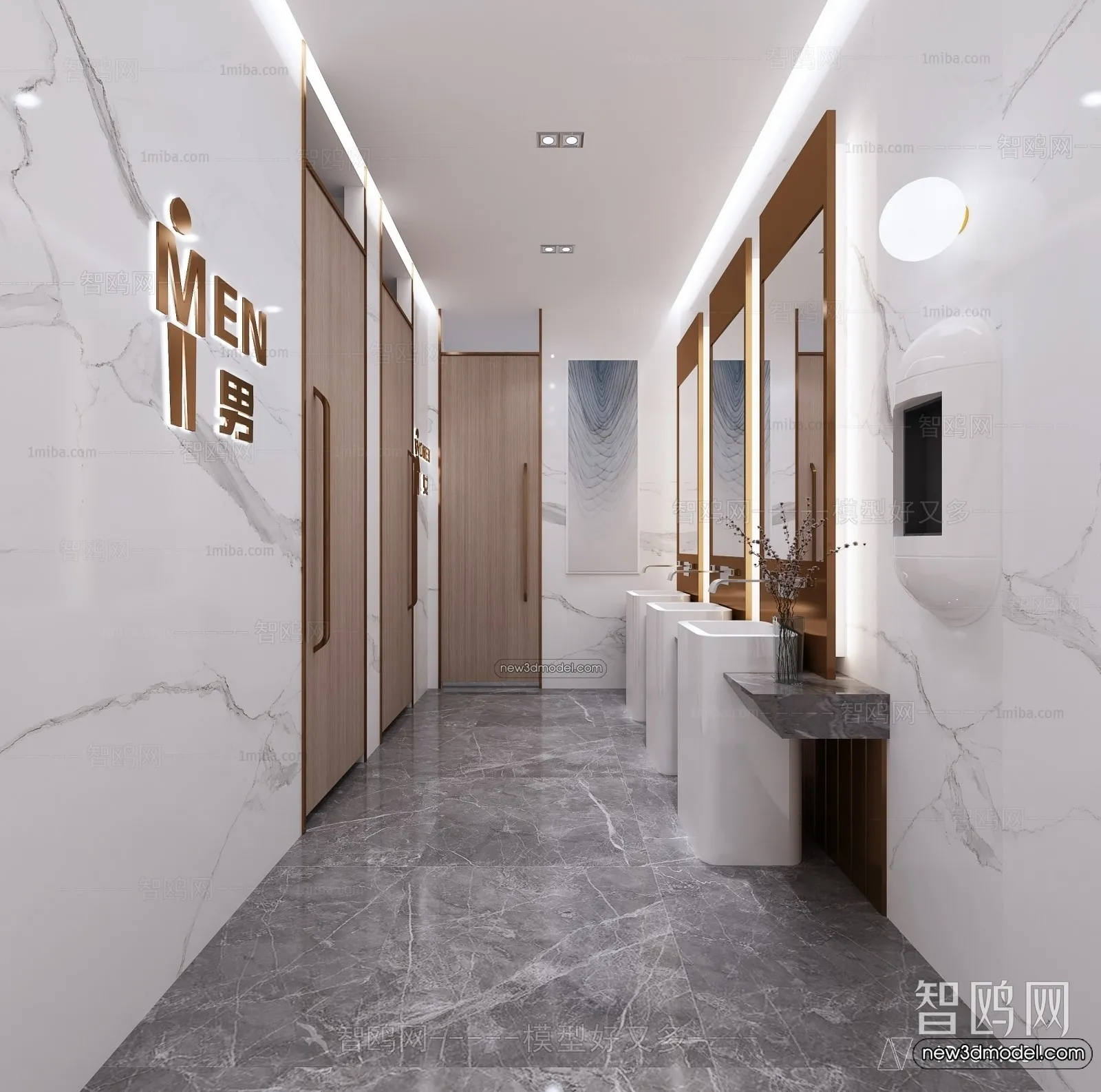 Public Toilet - WC - 3D Interior Scene - 3D Models - 008