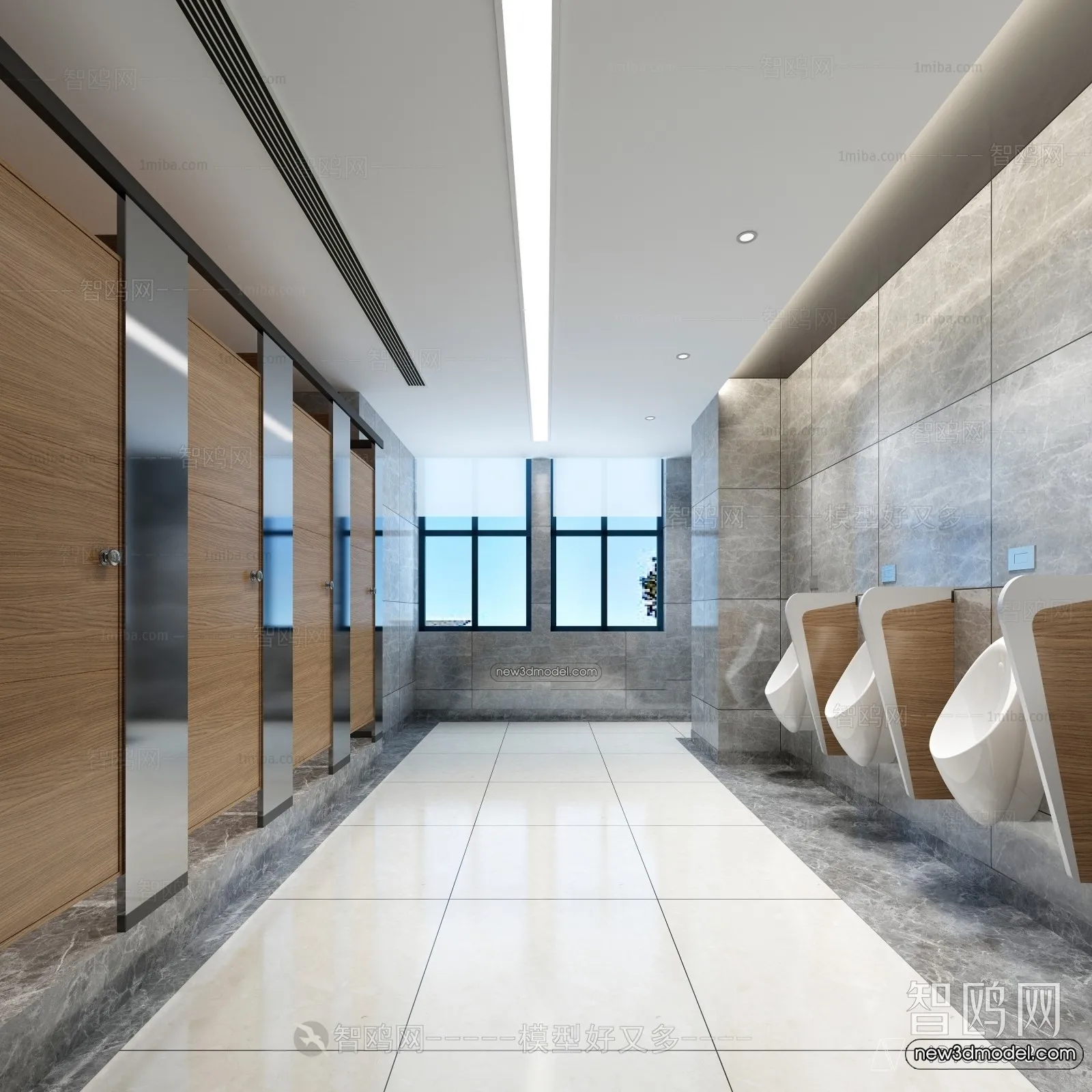 Public Toilet - WC - 3D Interior Scene - 3D Models - 009