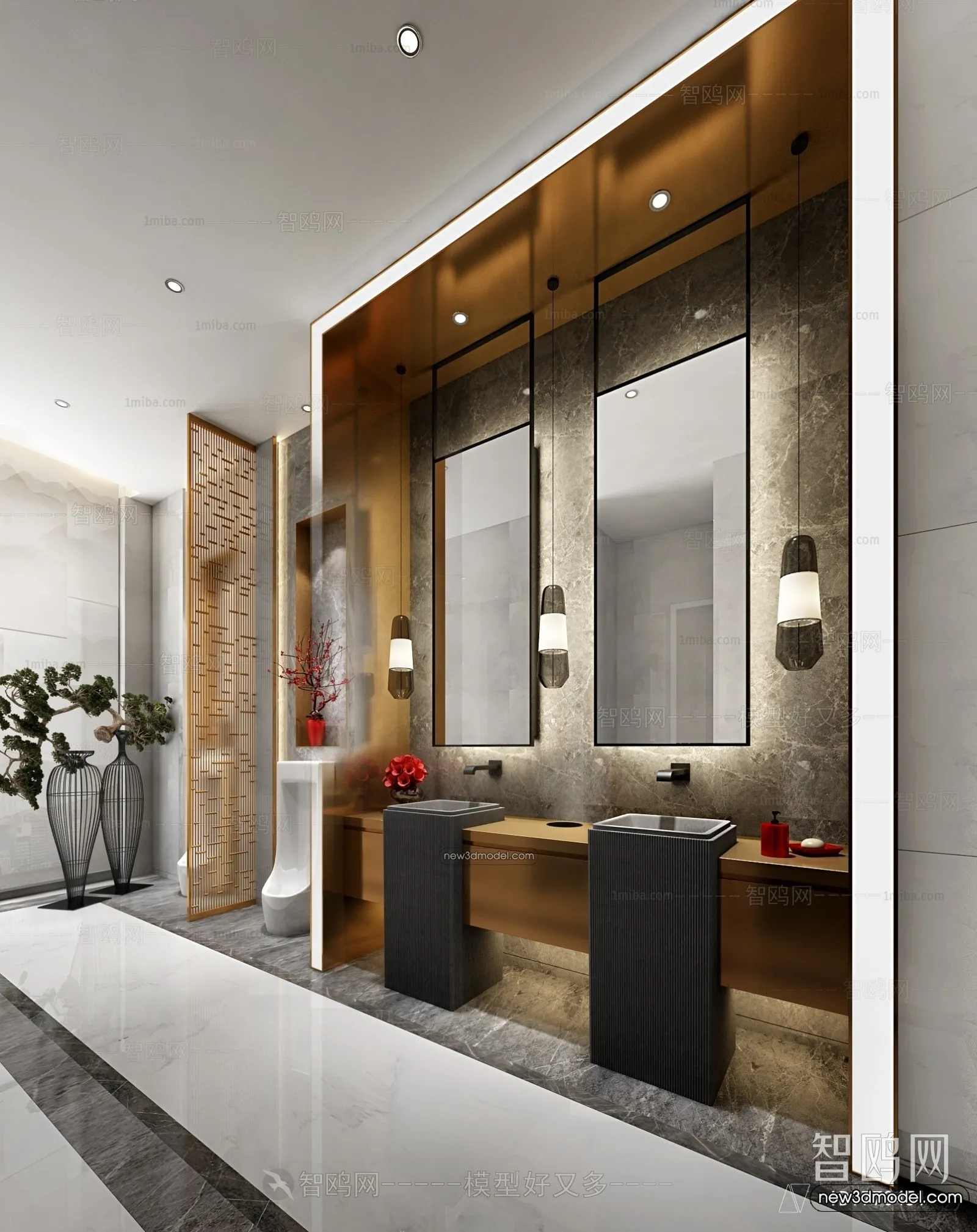 Public Toilet - WC - 3D Interior Scene - 3D Models - 010