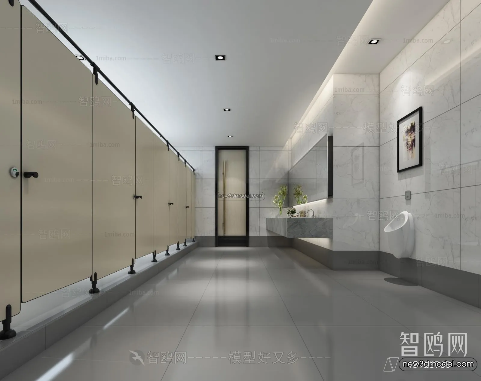 Public Toilet - WC - 3D Interior Scene - 3D Models - 012
