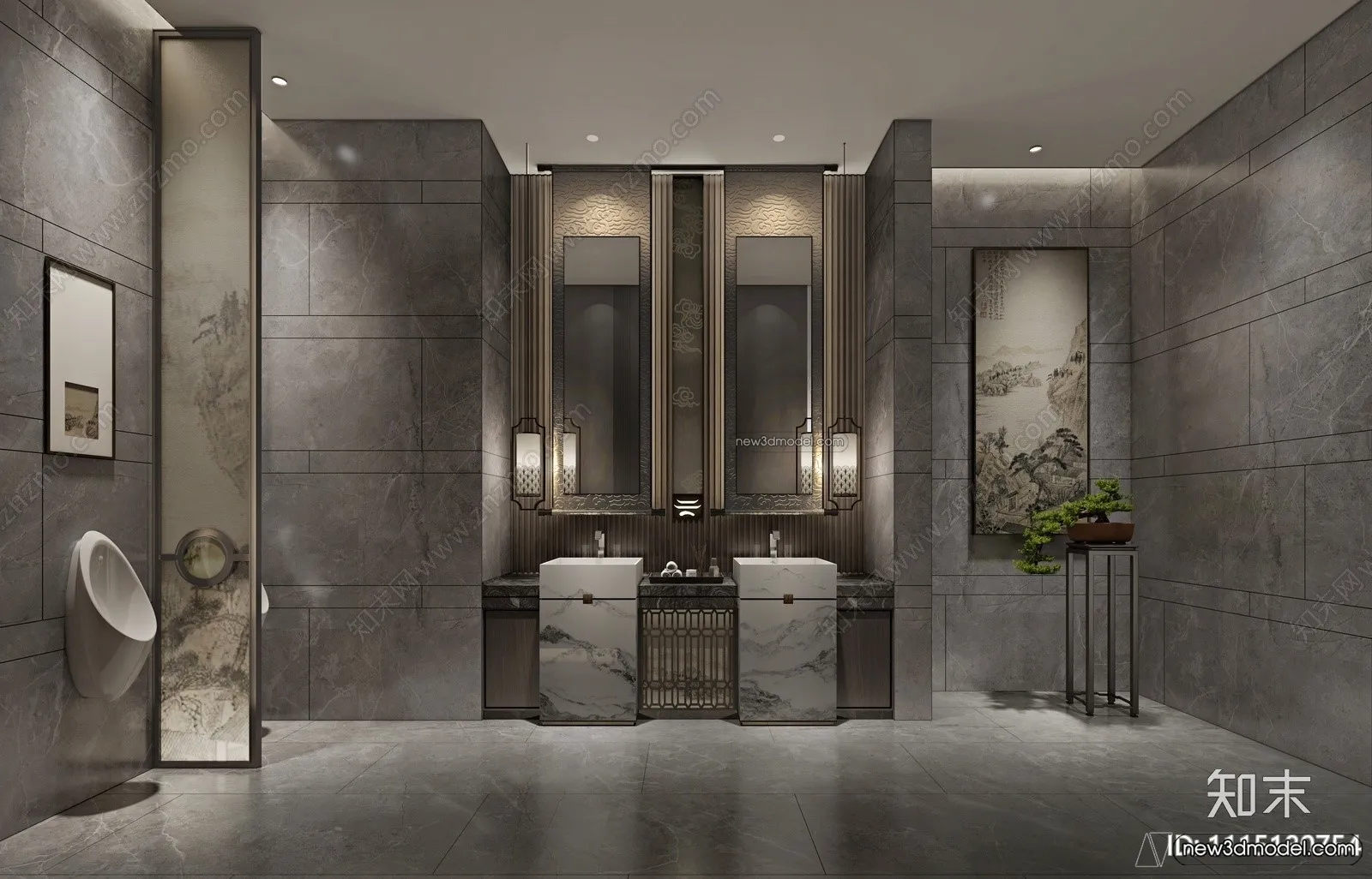 Public Toilet - WC - 3D Interior Scene - 3D Models - 013