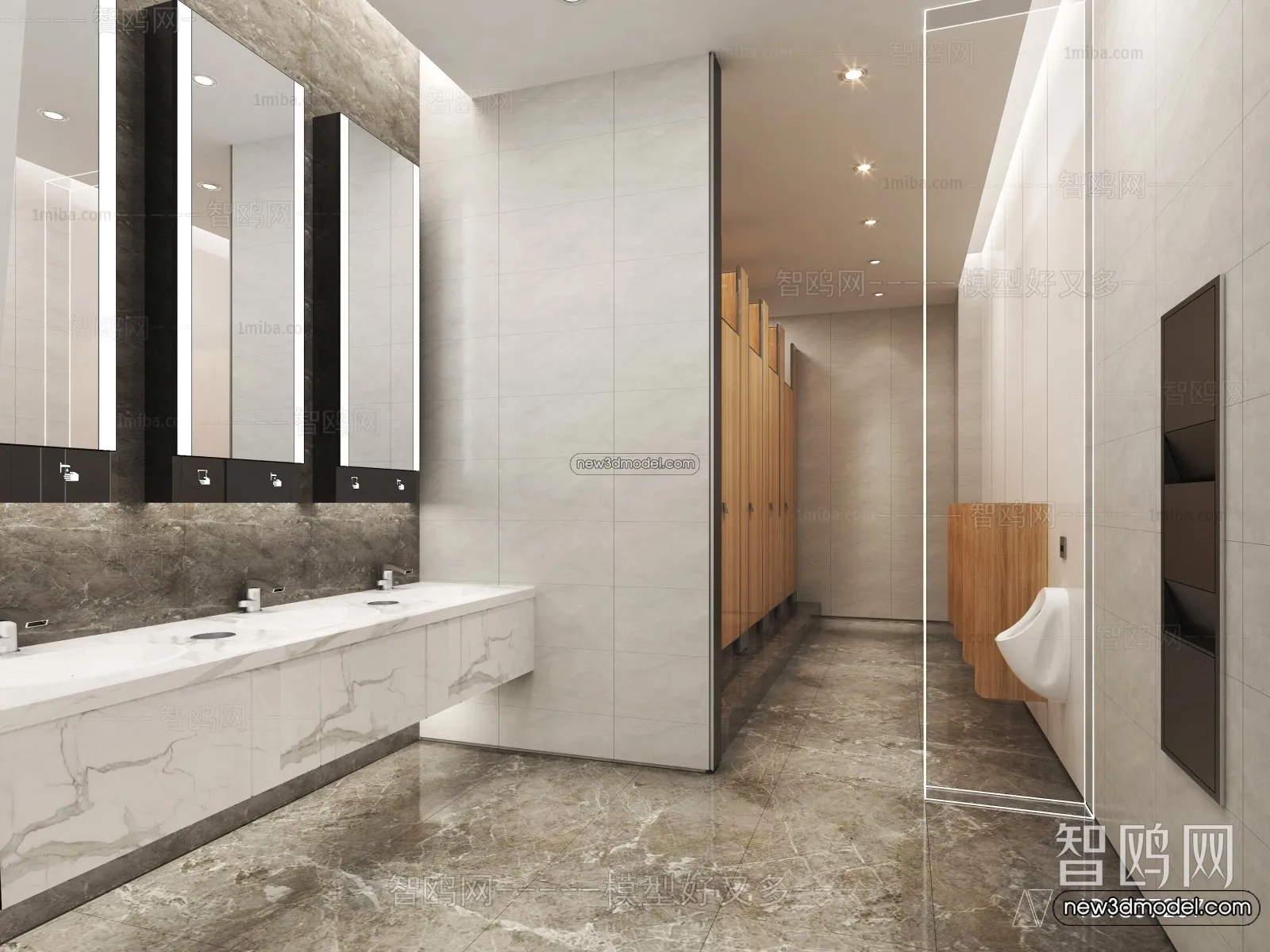 Public Toilet - WC - 3D Interior Scene - 3D Models - 016