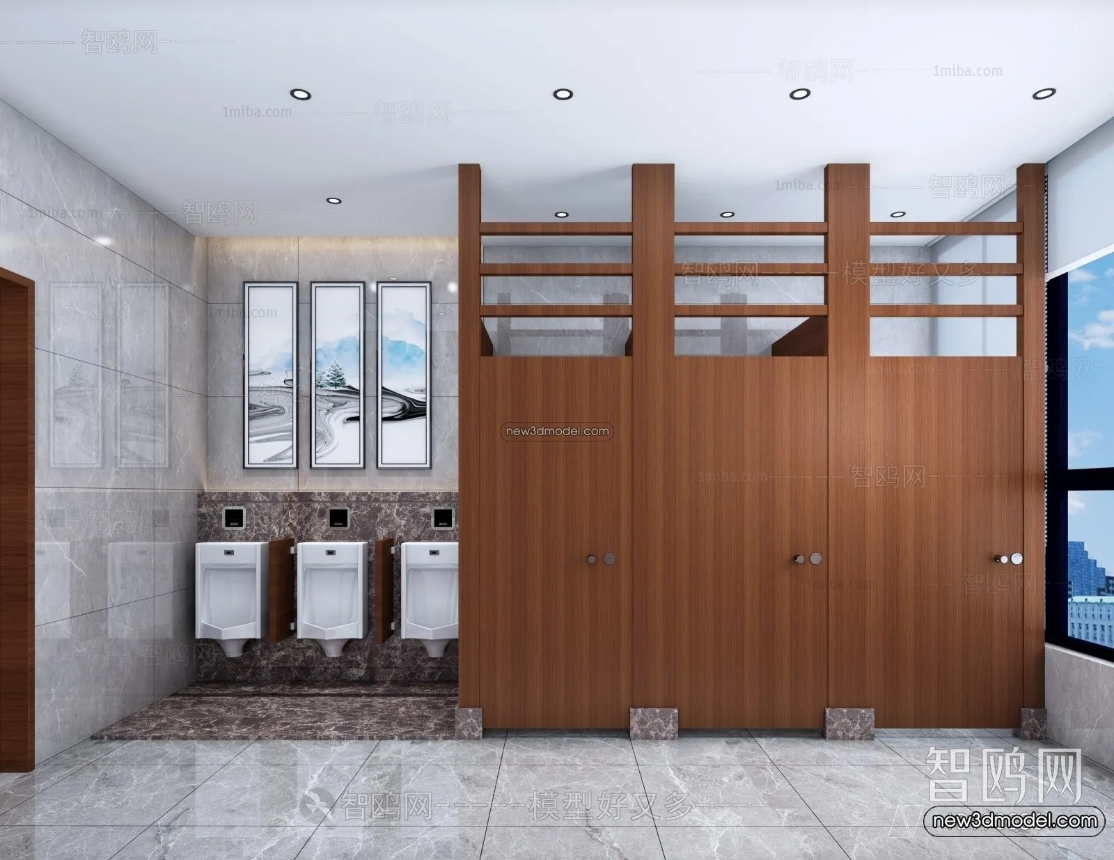 Public Toilet - WC - 3D Interior Scene - 3D Models - 017