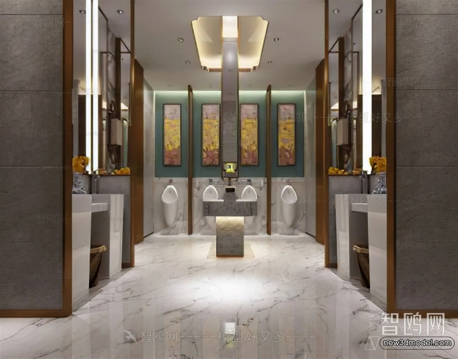 Public Toilet - WC - 3D Interior Scene - 3D Models - 019