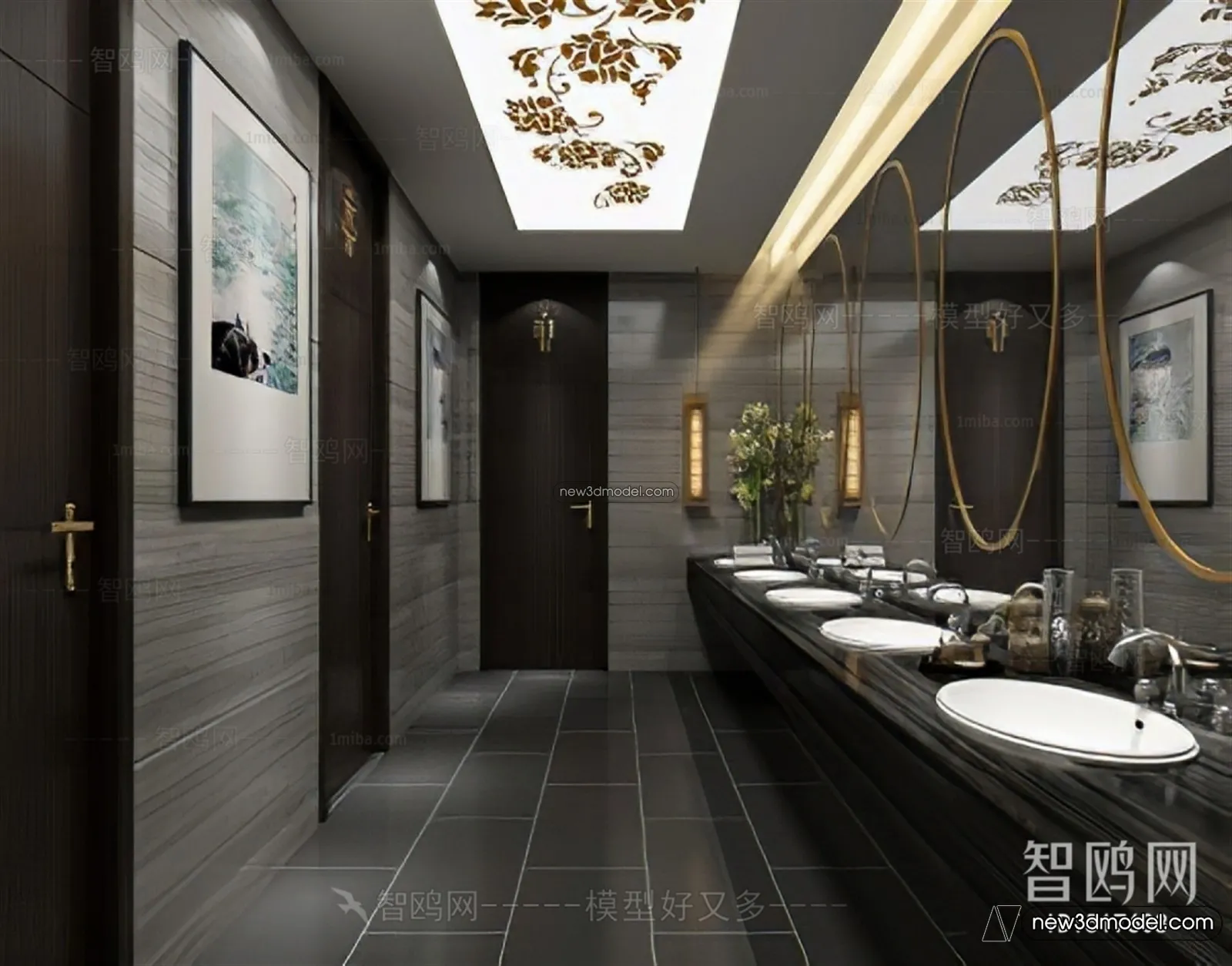 Public Toilet - WC - 3D Interior Scene - 3D Models - 020