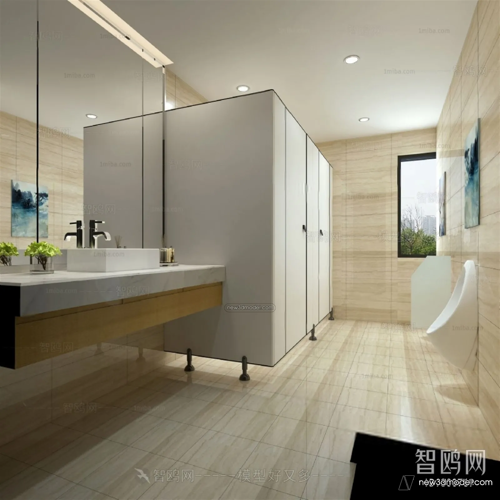 Public Toilet - WC - 3D Interior Scene - 3D Models - 022