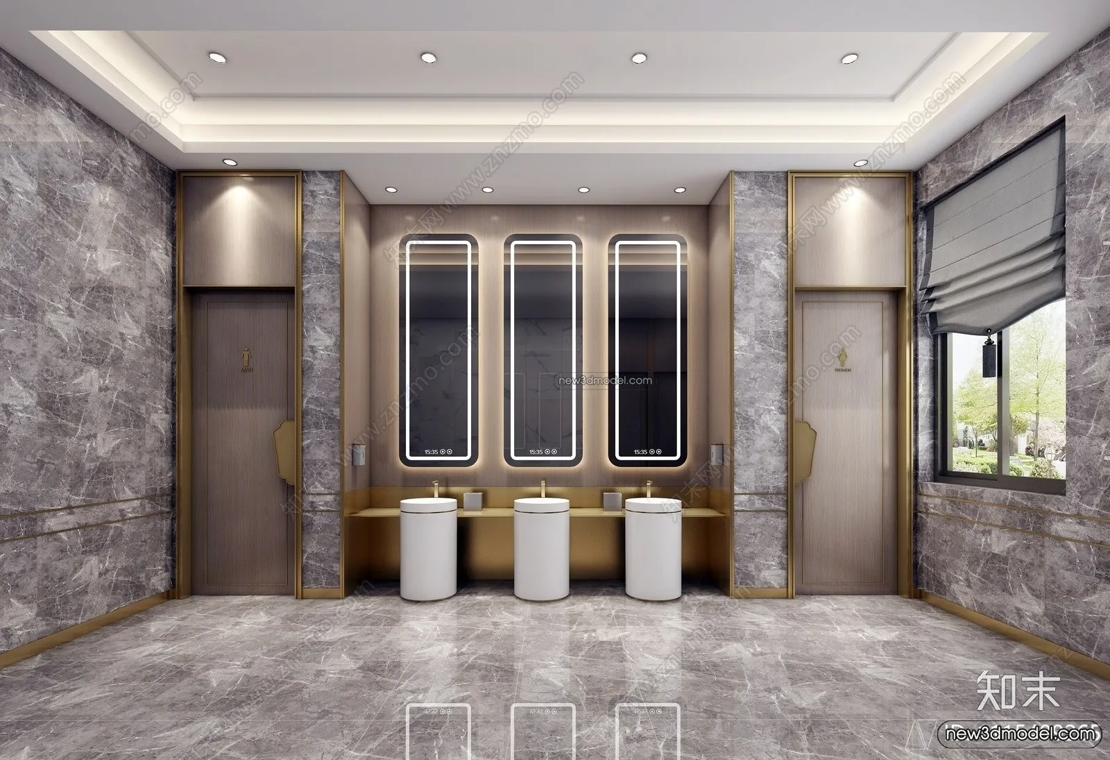 Public Toilet - WC - 3D Interior Scene - 3D Models - 024
