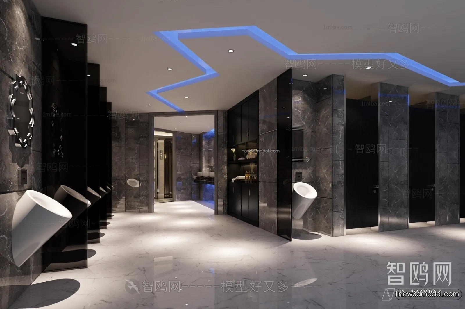 Public Toilet - WC - 3D Interior Scene - 3D Models - 025