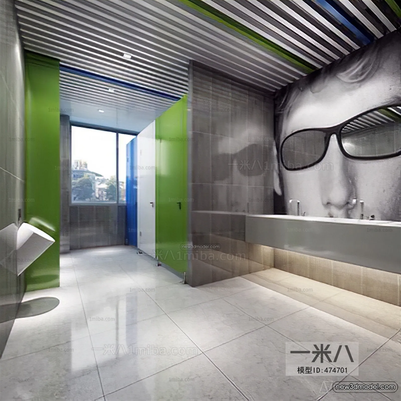 Public Toilet - WC - 3D Interior Scene - 3D Models - 028