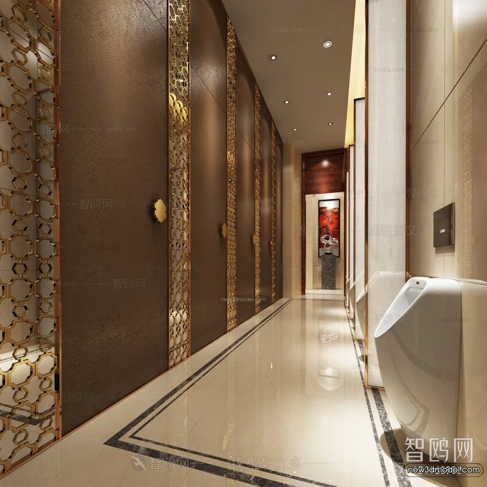 Public Toilet - WC - 3D Interior Scene - 3D Models - 029