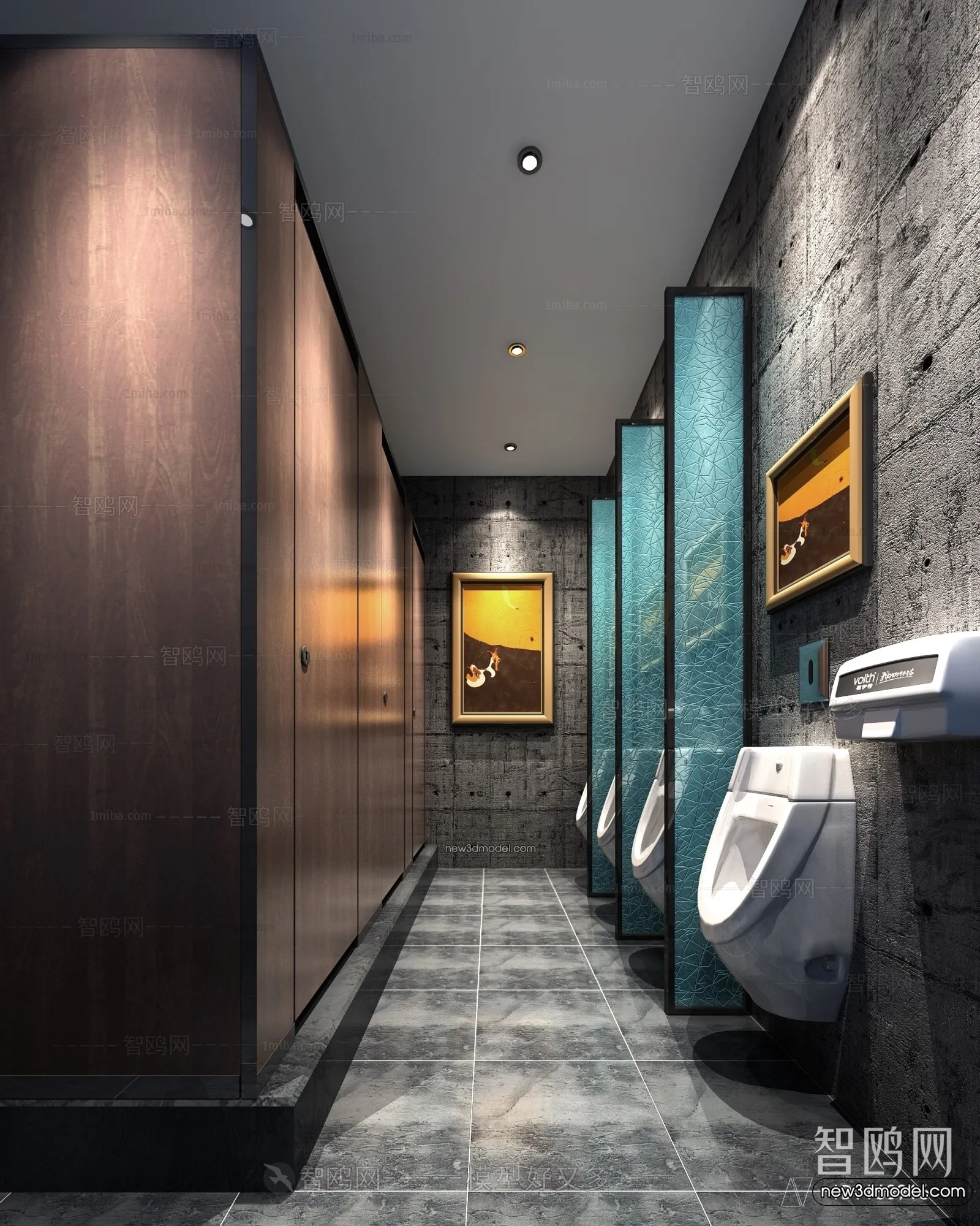 Public Toilet - WC - 3D Interior Scene - 3D Models - 031